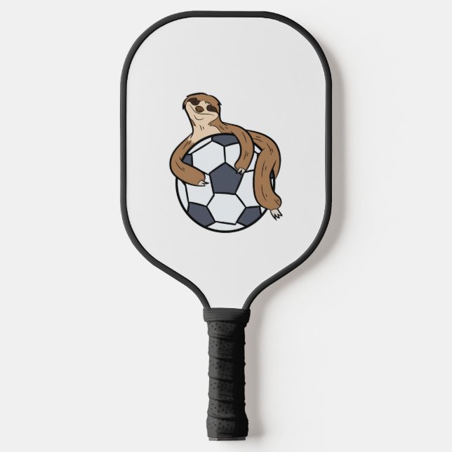 Cute Sloth Soccer Kids Lazy Sloth With Soccer Ball Pickleball Paddle (Front)