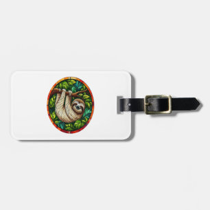 Cute Sloth Stained Glass Ornament Luggage Tag