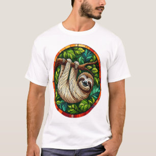Cute Sloth Stained Glass Ornament T-Shirt