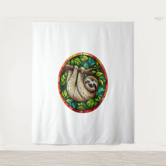 Cute Sloth Stained Glass Ornament Tapestry