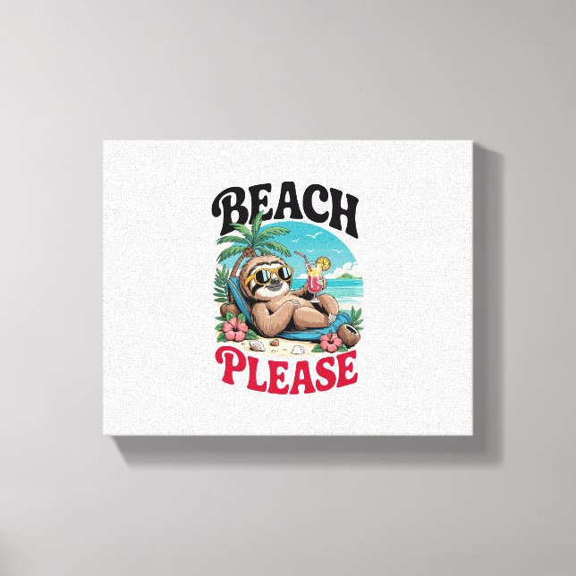 Cute Sloth Summertime Canvas Print (Front)
