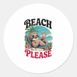 Cute Sloth Summertime Classic Round Sticker