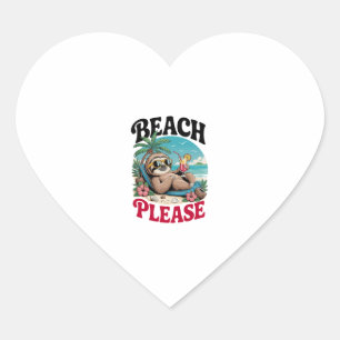 Cute Sloth Summertime Heart Sticker