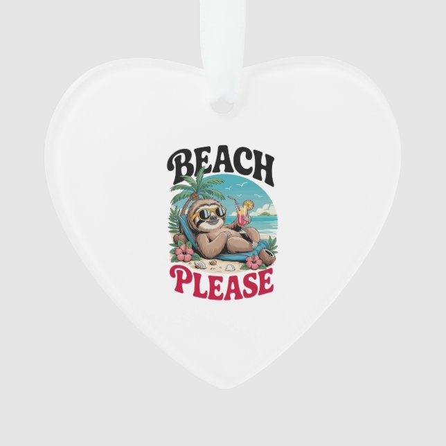 Cute Sloth Summertime Ornament (Front)