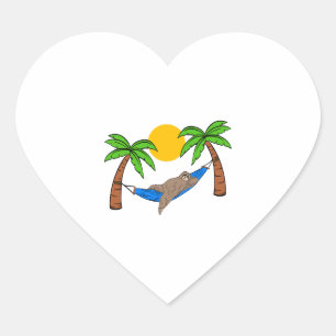 Cute Sloth Swing Summer Tee Tshirt Design Sun Heart Sticker