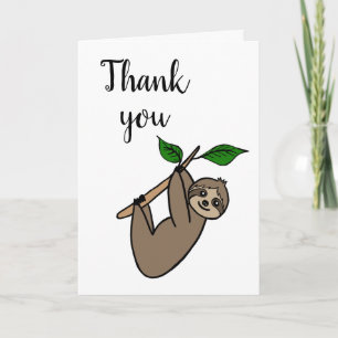 Cute Sloth Thank You Card