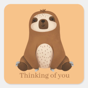 cute sloth thinking of you square sticker
