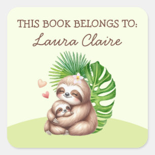 Cute Sloth "This Book Belongs To" Property Sticker