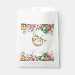 Cute Sloth Tropical Flowers Frame Baby Shower Favour Bag