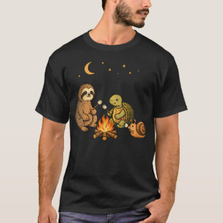 Cute Sloth Turtle Snail Campfire T-Shirt