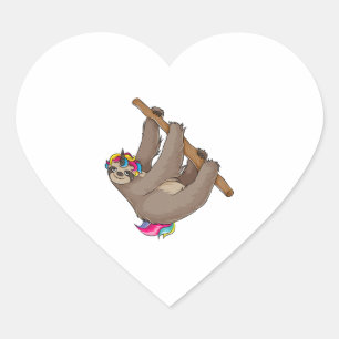 Cute Sloth Unicorn Funny Magical Horn  Heart Sticker