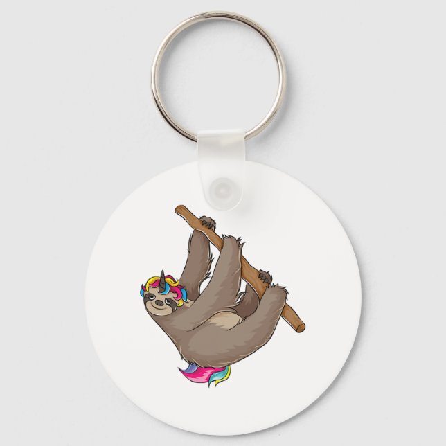 Cute Sloth Unicorn Funny Magical Horn  Keychain (Front)