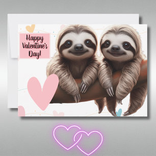 Cute Sloth Valentine Love Hanging Out Funny Holiday Card