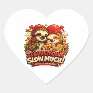 Cute Sloth Valentine’s Day Love Design, I Love You Heart Sticker