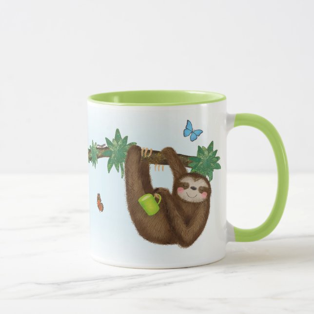 Cute sloth 'wake me when it's time for tea' mug (Right)
