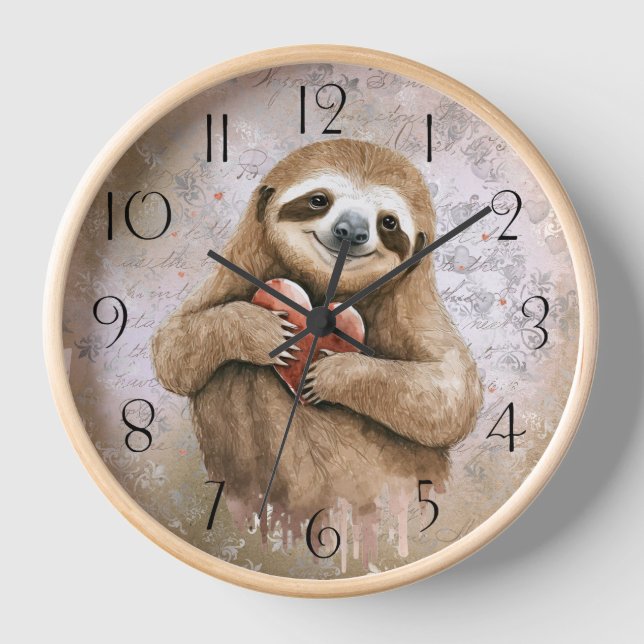 Cute Sloth Watercolor Clock (Front)