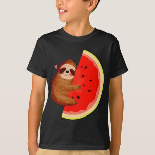 Cute Sloth & Watermelon Melon Summer Tropical Frui T-Shirt