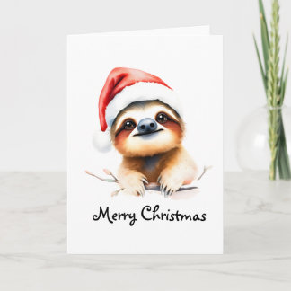 Cute Sloth Wearing Santa Hat Card