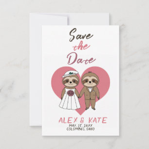 Cute Sloth Wedding Save the Date Announcement