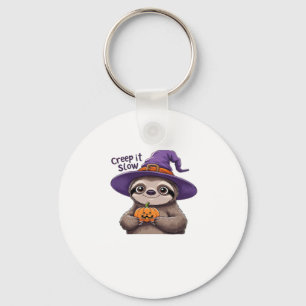 Cute Sloth Witch Halloween Shirt � Creep It Slow P Keychain