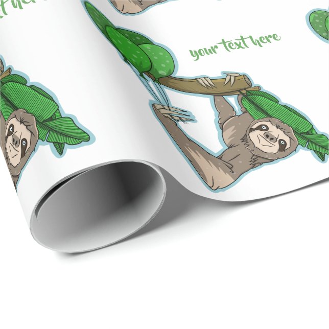 Cute sloth with birthday party balloons wrapping paper (Roll Corner)