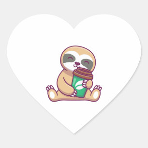 Cute sloth with coffee cartoon Sticker