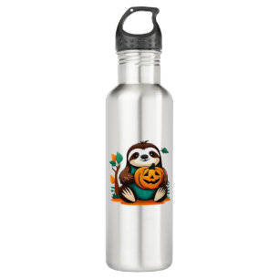 Cute Sloth with Pumpkin Halloween Cartoon Vector I 710 Ml Water Bottle