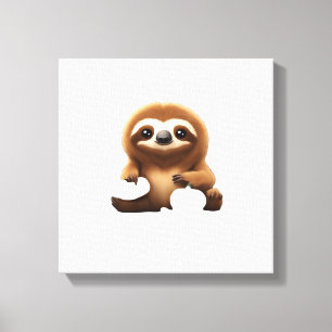 Cute Sloth with Pumpkin Halloween Cartoon Vector I Canvas Print