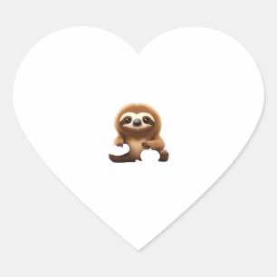 Cute Sloth with Pumpkin Halloween Cartoon Vector I Heart Sticker