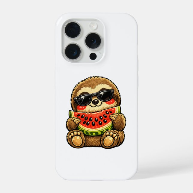 Cute Sloth with Watermelon iPhone Case (Back)