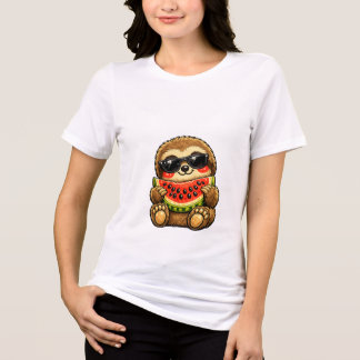 Cute Sloth with Watermelon Tri-Blend Shirt
