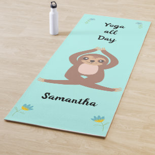 Cute Sloth Yoga all Day (both sides) Personalized Yoga Mat