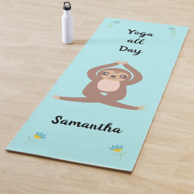 Cute Sloth Yoga All Day Personalized (single side) Yoga Mat (In Situ)