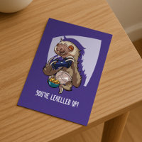 Cute Sloth You've Levelled Up! Gaming Cartoon
