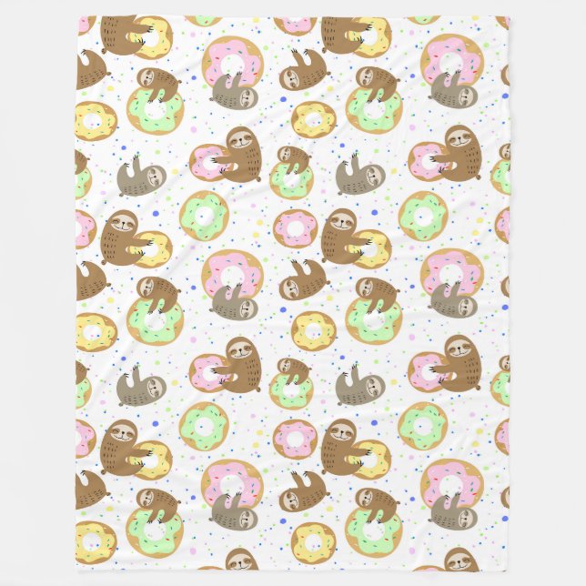 Cute Sloths Fleece Blanket (Front)