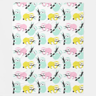 Cute Sloths Fleece Blanket