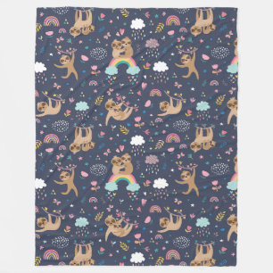 Cute Sloths Fleece Blanket