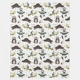 Cute Sloths Fleece Blanket