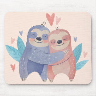 Cute Sloths In Love Mouse Pad