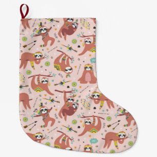Cute Sloths Large Christmas Stocking