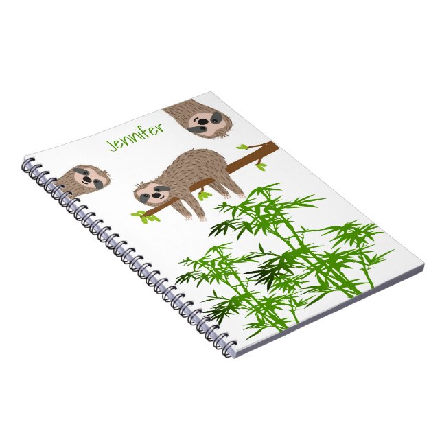 Cute Sloths Monogrammed Notebook (Right Side)
