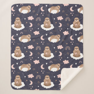 Cute Sloths Sherpa Blanket