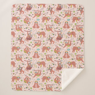 Cute Sloths Sherpa Blanket