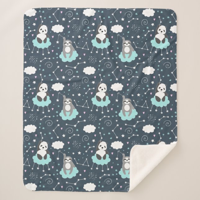 Cute Sloths Sherpa Blanket (Front)