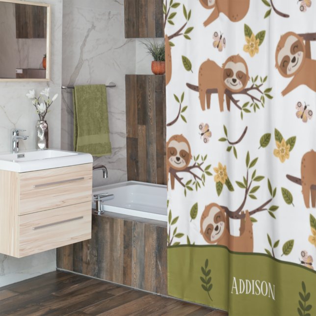 Cute Sloths Sleeping on Tree Kid Pattern Bathroom (Creator Uploaded)