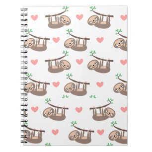 Cute Sloths Sloth and Hearts Notebook