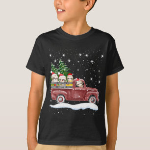 Cute Sloths With Red Truck Funny Christmas Gift T-Shirt