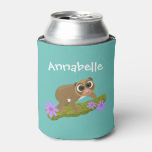 Cute slow loris flowers cartoon illustration can cooler