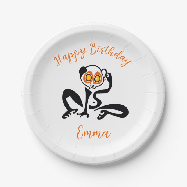 Cute Slow LORIS -Happy Birthday- Party Paper Plate (Front)