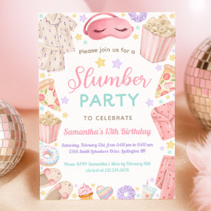 Cute Slumber Party Girl Birthday Invitation